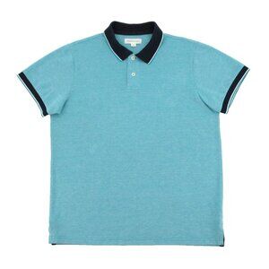 Aeropostale Polo Shirt Mens XL Aqua Blue Contrast Collar Cuffs Cotton Blend